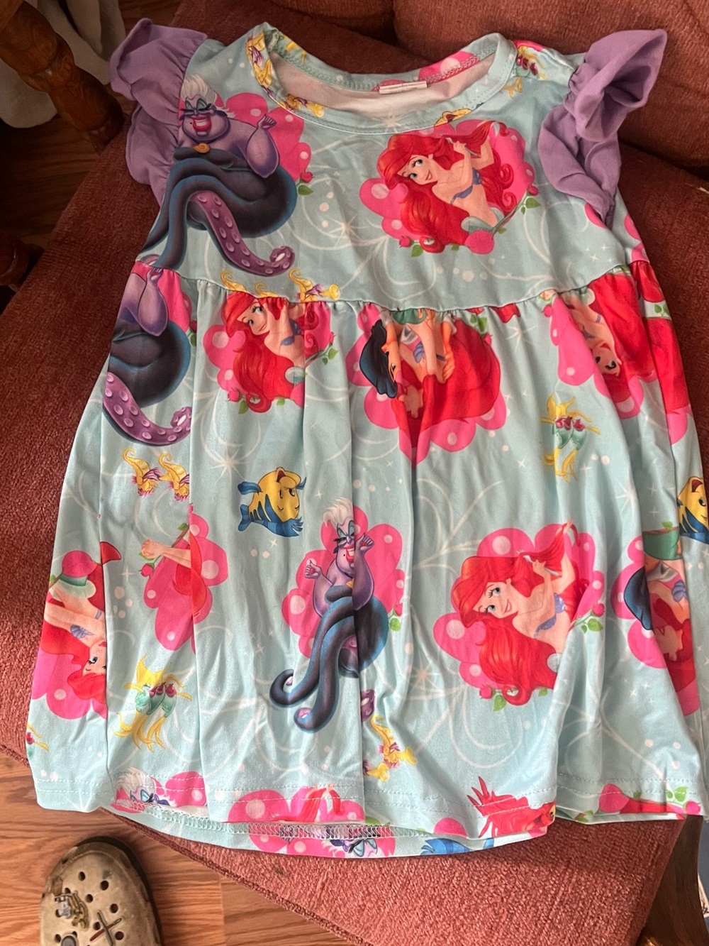 The Little Mermaid Print Toddler outfit - Light Blue & Pink